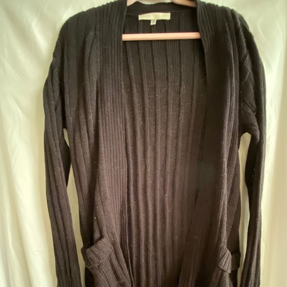 Erica Tanov Pima Cotton Lounge Cardigan in Black, Large - Picture 7 of 8